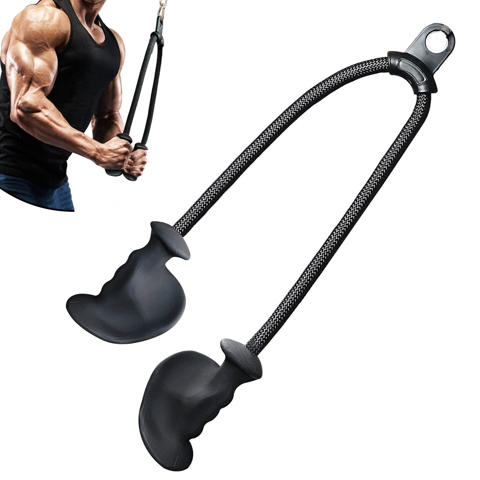 BLUSLM Ergonomic Tricep Rope Pulldown Attachments, Upgraded 27 32 40 & 47 Inch Extra Long Triceps Rope Cable Attachments for Gym, LAT Pull Down Bar for Cable Machine, Tricep Workout Cable Attachments