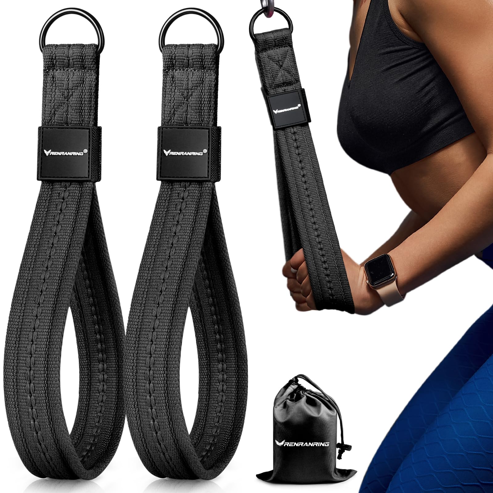 RENRANRING Tricep Rope Cable Attachment Handles for Gym, 13inch Exercise Handles, Tricep Pull Down Attachments Rope for Pilates, Yoga, Strength Trainer, Physical Therapy, Stretch, Recovery
