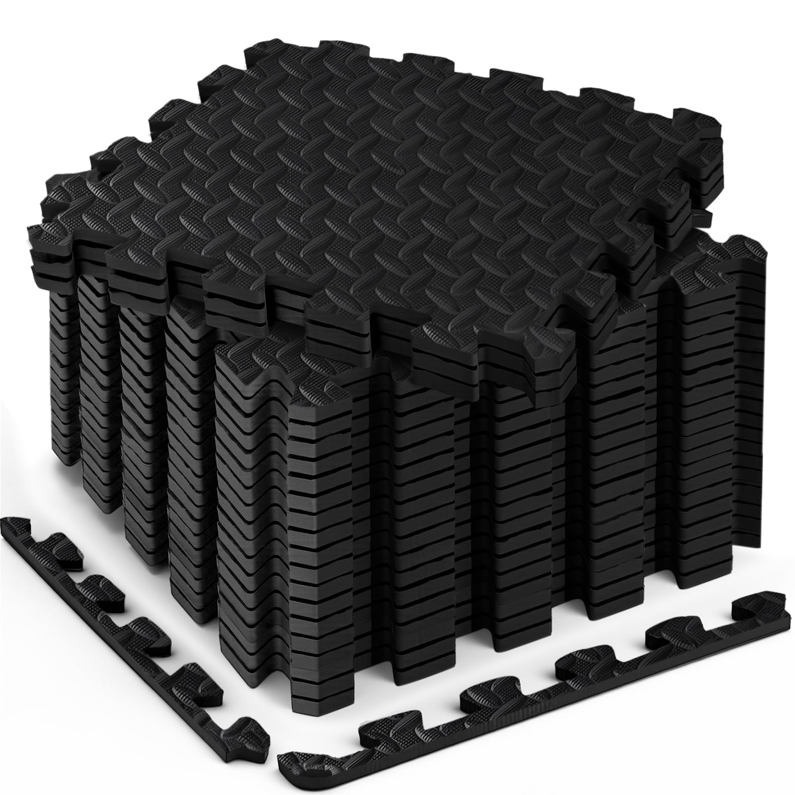 18pcs Puzzle Exercise Mat, 12.6"x12.6"x0.4", 18sqft EVA Interlocking Foam Floor Tiles, Protective, Water-Resistant Flooring for Home Gym & Workout Equipment