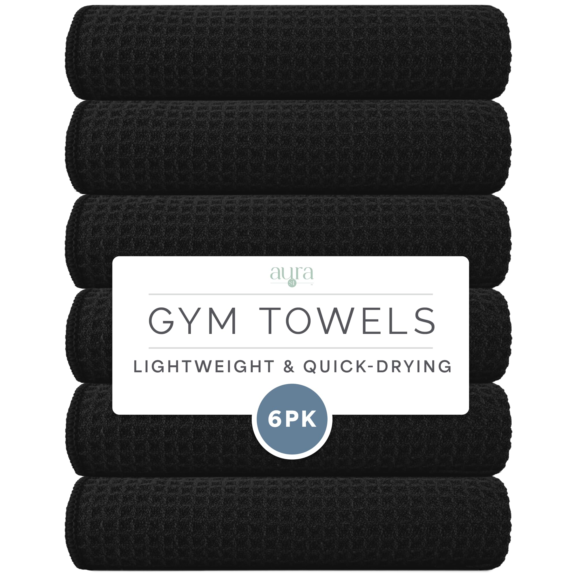 S&T INC. Microfiber Gym Towels for Sweat, Yoga Sweat Towel for Home Gym, Microfiber Workout Towels for Gym, 16 Inch x 27 Inch, 6 Pack