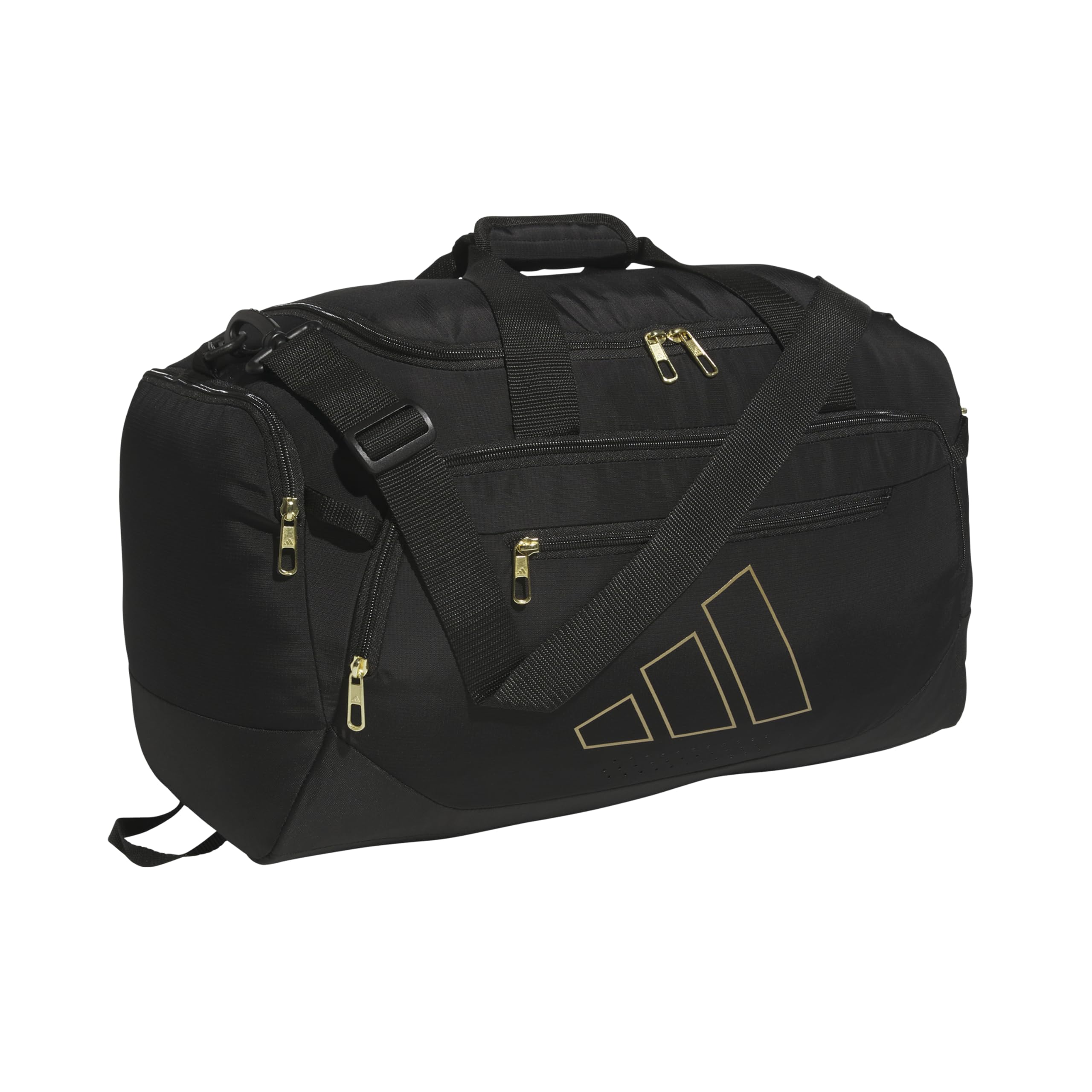 adidas Defender 5 Duffel Bag for Sports, Gym and Travel, Black/Gold Metallic, OSFA