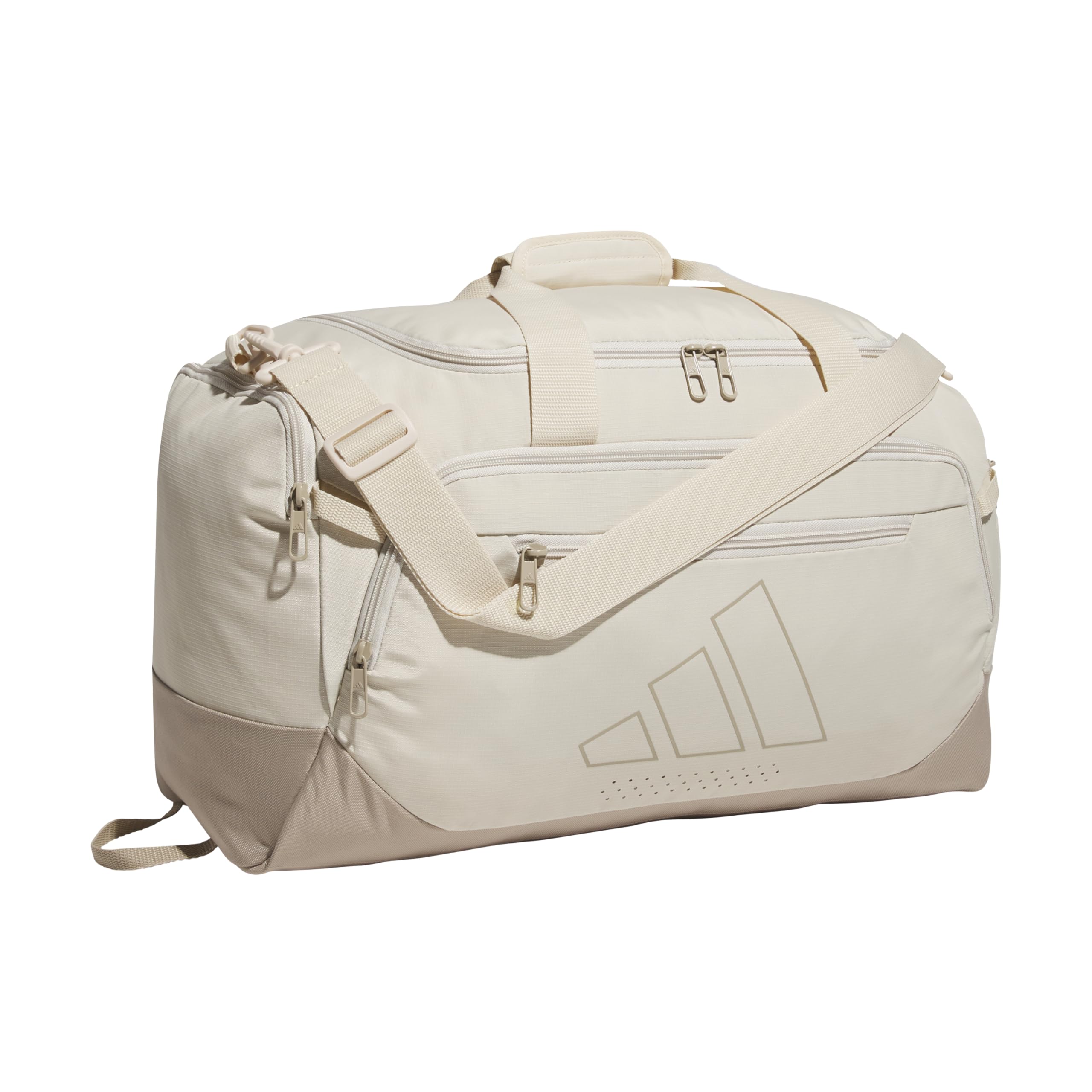adidas Defender 5 Duffel Bag for Sports, Gym and Travel, Crystal Linen Beige/Trace Khaki, OSFA