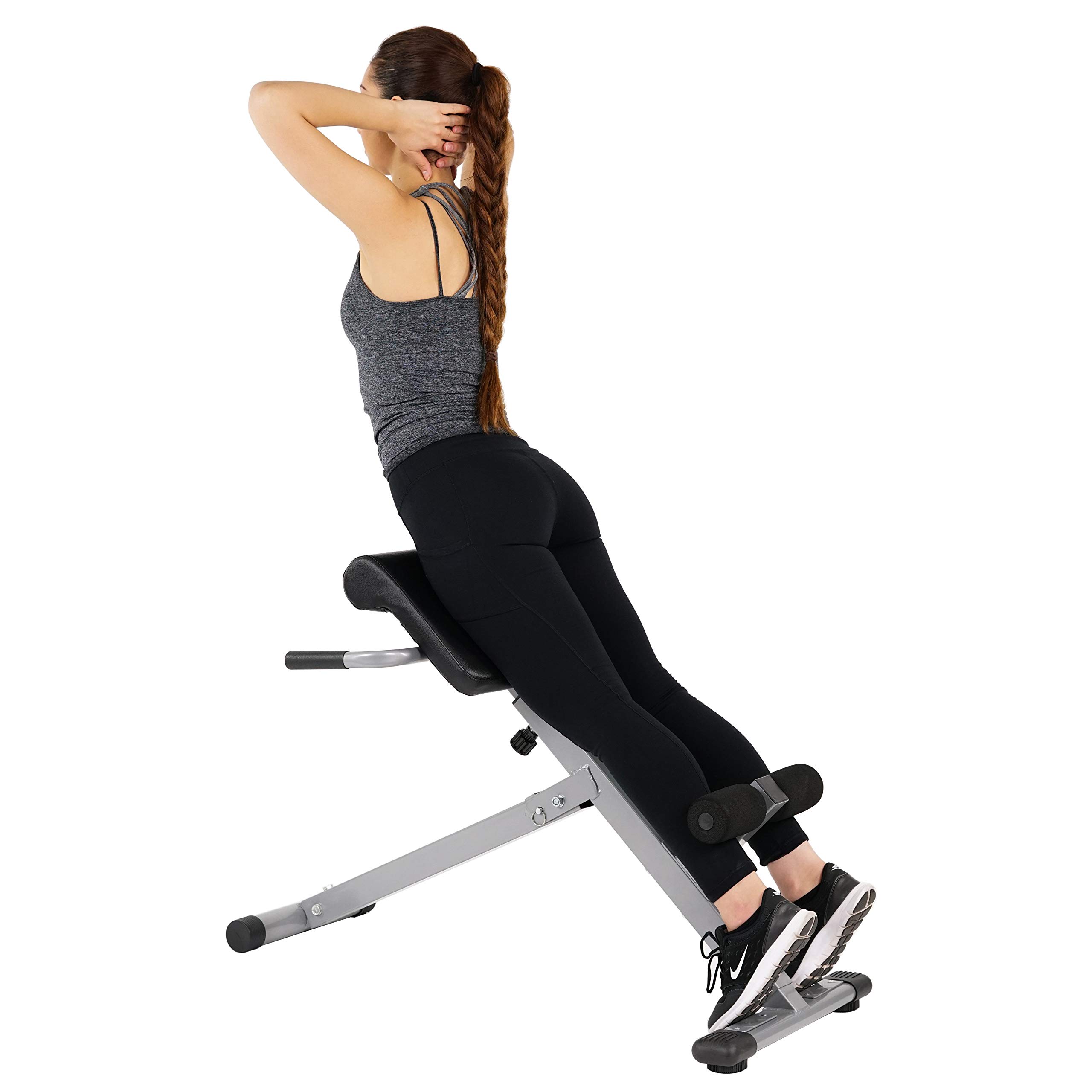 Sunny Health & Fitness Multi-Function Roman Chair with Dip Station & Sit-Up Bench, Adjustable Heavy-Duty Strength Training Equipment for Glutes, Core & Lower Body Workouts, Hyperextension Machine for Home Gym