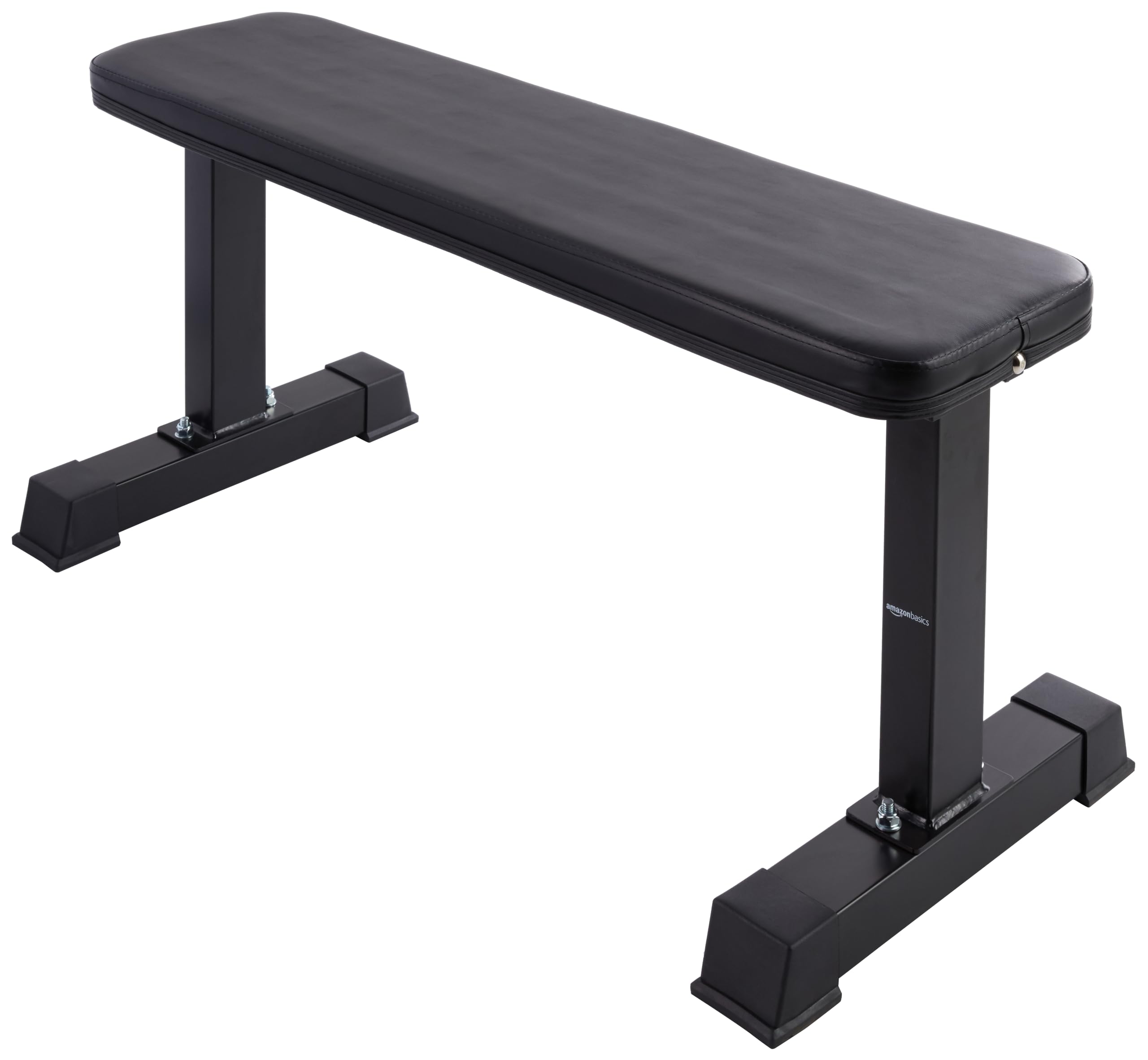 Amazon Basics Sturdy Flat Weight Bench for Home Gym, Strength Training, Stable Assembly, Black