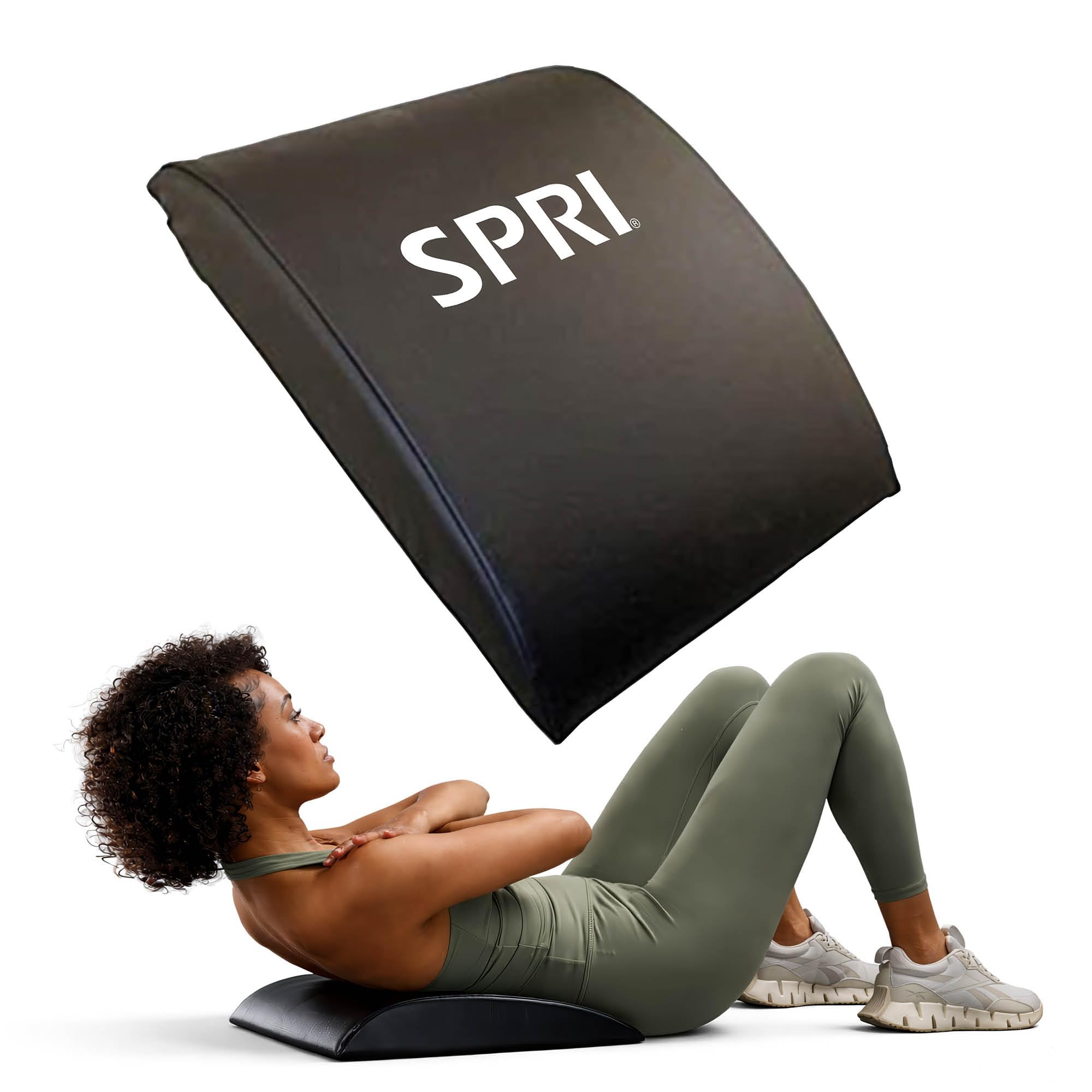 SPRI Ab Mat - Workout Mat Accessory for Abdominal Exercises, Sit-Ups, Crunches, Push-Ups, Core Training, and More - Portable Padded Shaped Mat with Curved Back Support for Toning Abs