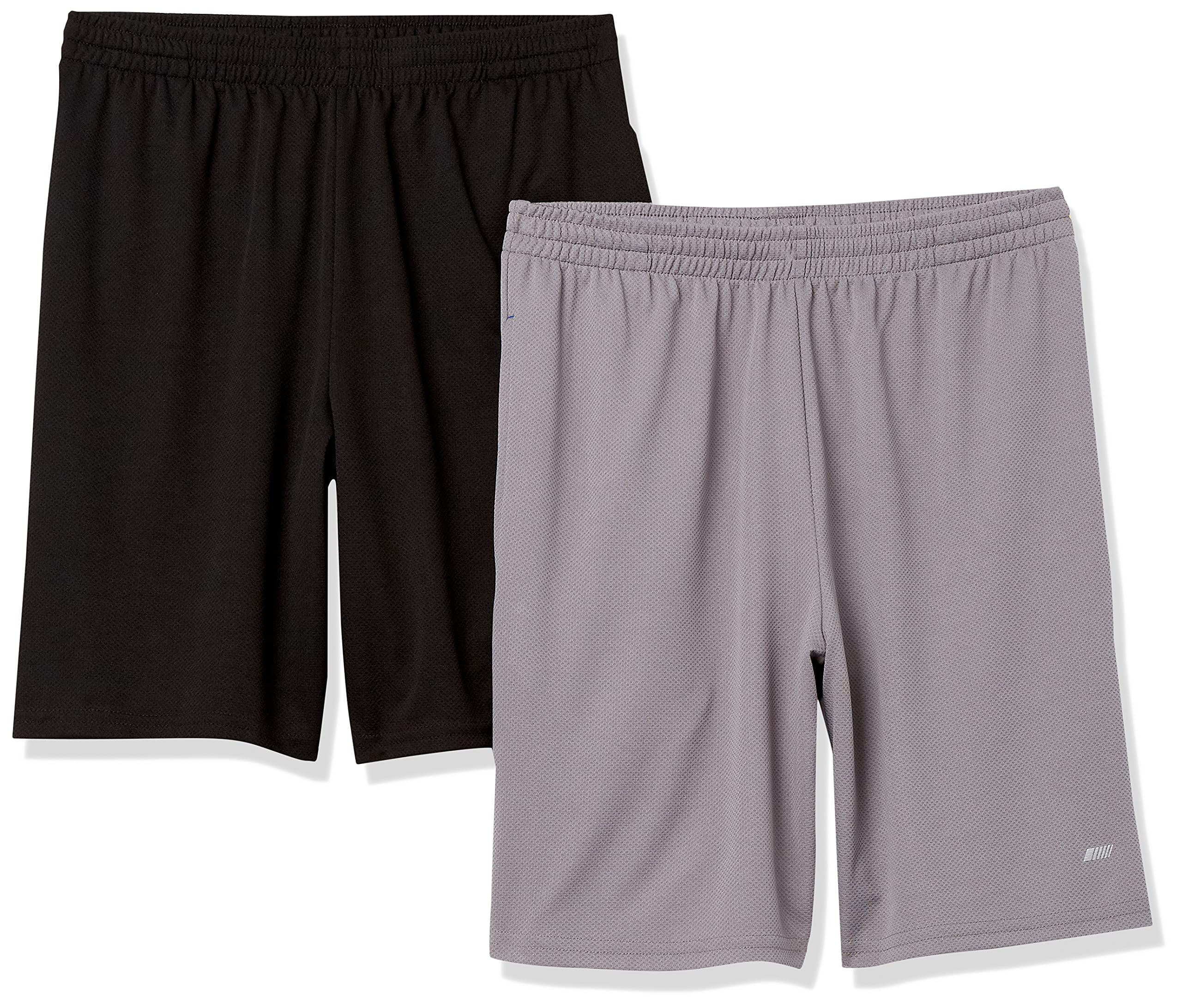 Amazon Essentials Men's Athletic Basketball Gym Shorts, Breathable Moisture Wicking Loose-Fit with Elastic Waist, Pack of 2