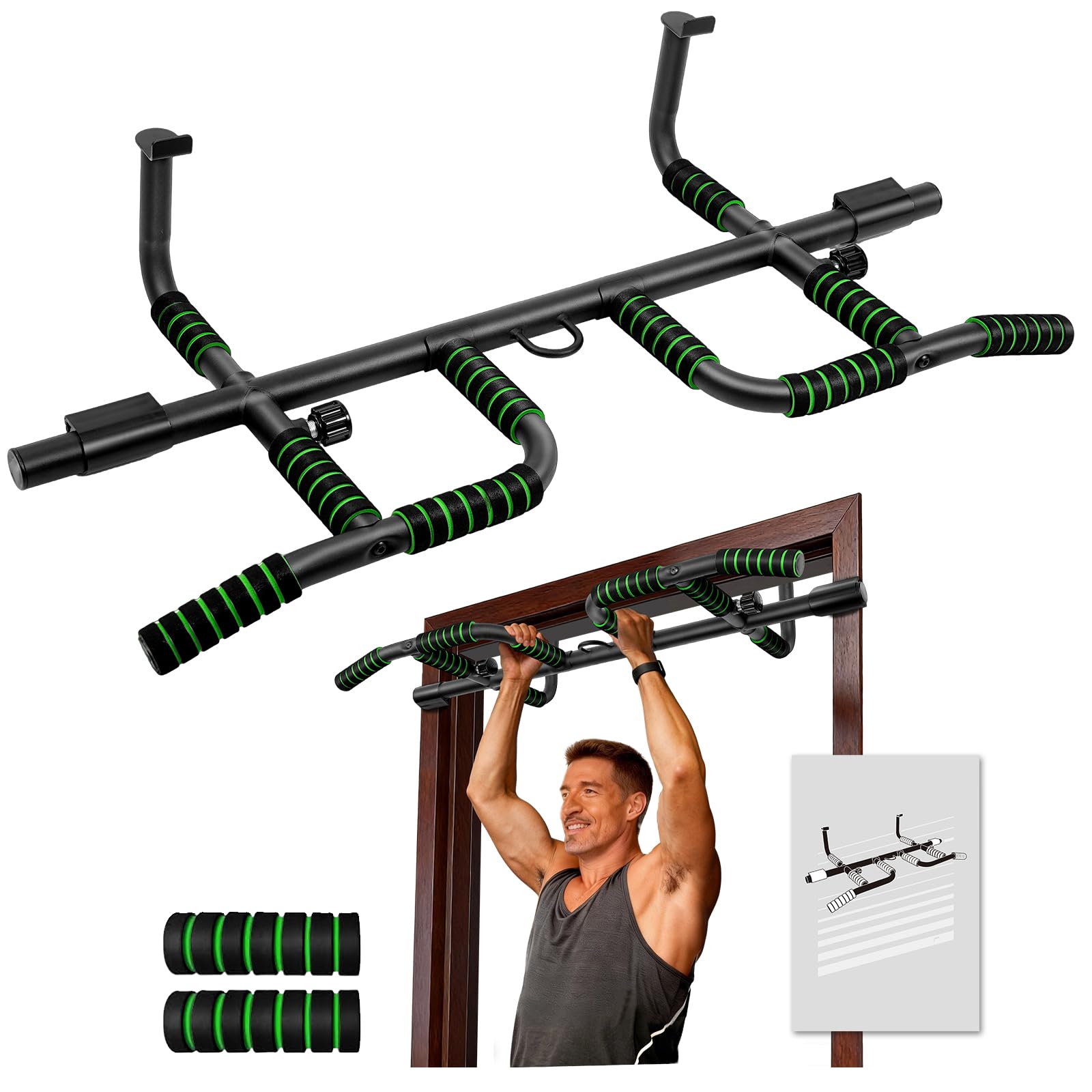 VBSD Upgrade Pull Up Bar for Doorway with Ergonomic Grip, Upto 440 Lbs Capacity No Screws Pullup Bar for Home Gym Indoor Exercise Strength Training, Authorized Under US Patent