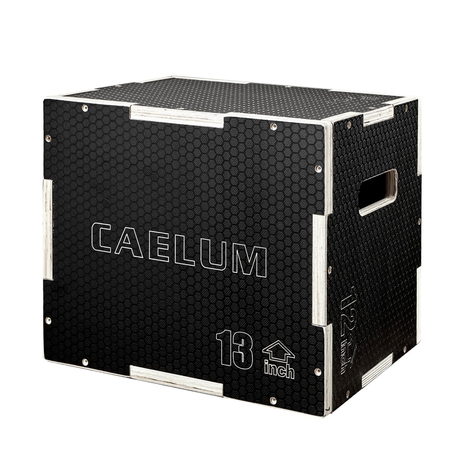 CAELUM 3-in-1 Wood Plyo Box - Non-Slip Plyometric Jump Box for Home & Gym, 400lbs Bearing Fitness Launch Box for Jumping Squats Step-ups Strength Training