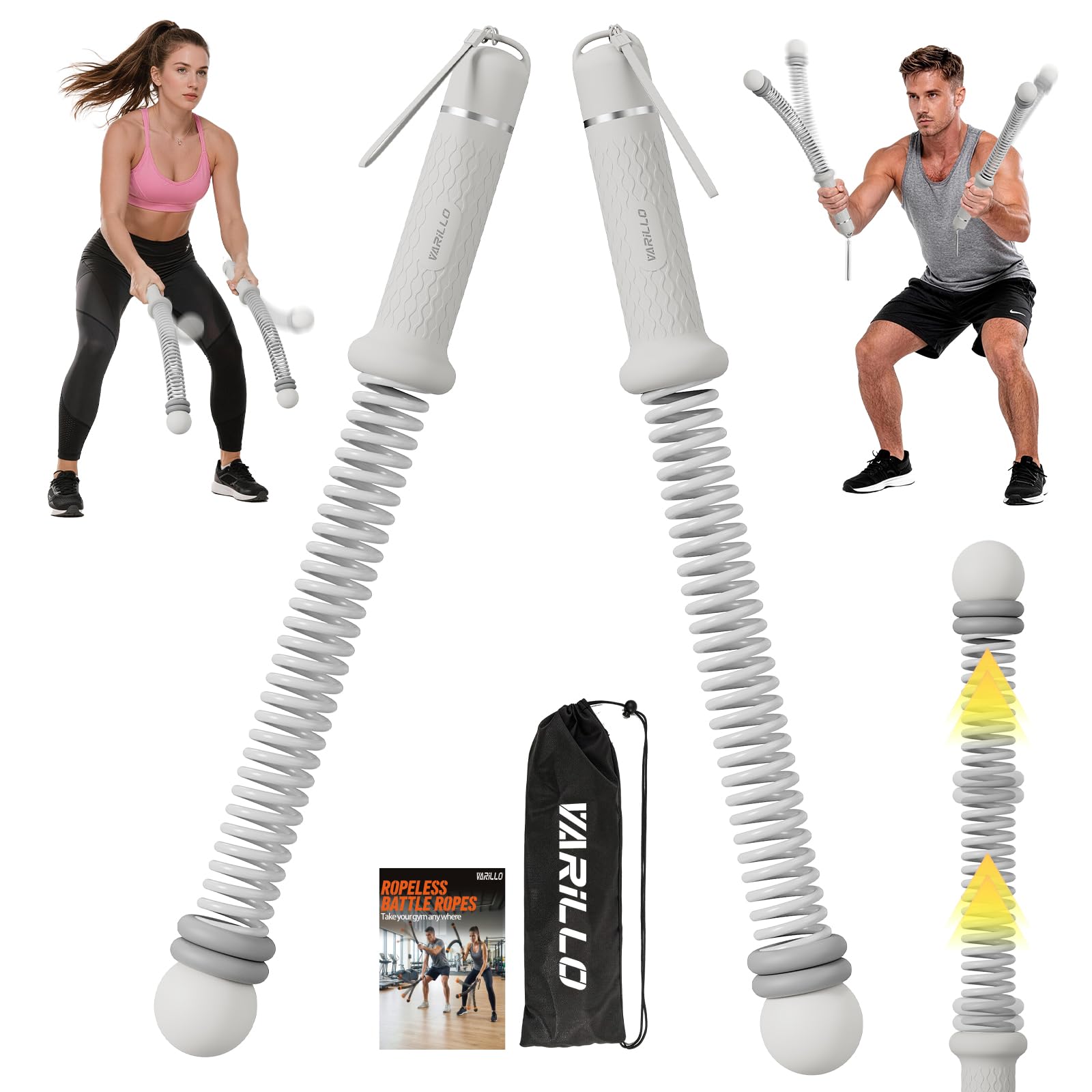 Ropeless Battle Ropes for Home Gym, Portable Cordless Weighted Battle Ropes with Storage Bag, High Calorie Burn for Men & Women, Fitness Equipment for HIIT & Low-Impact Aerobic Training
