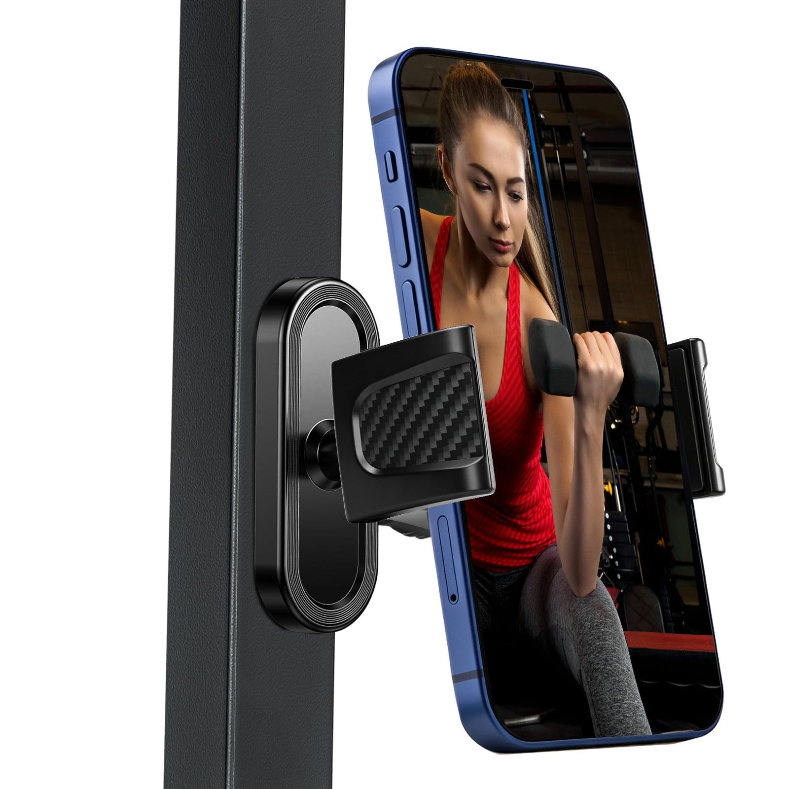 Magnetic Phone Holder for Gym, 360° Adjustable | Gym Phone Mount with Strong Magnet Base, Compatible with All Smartphones
