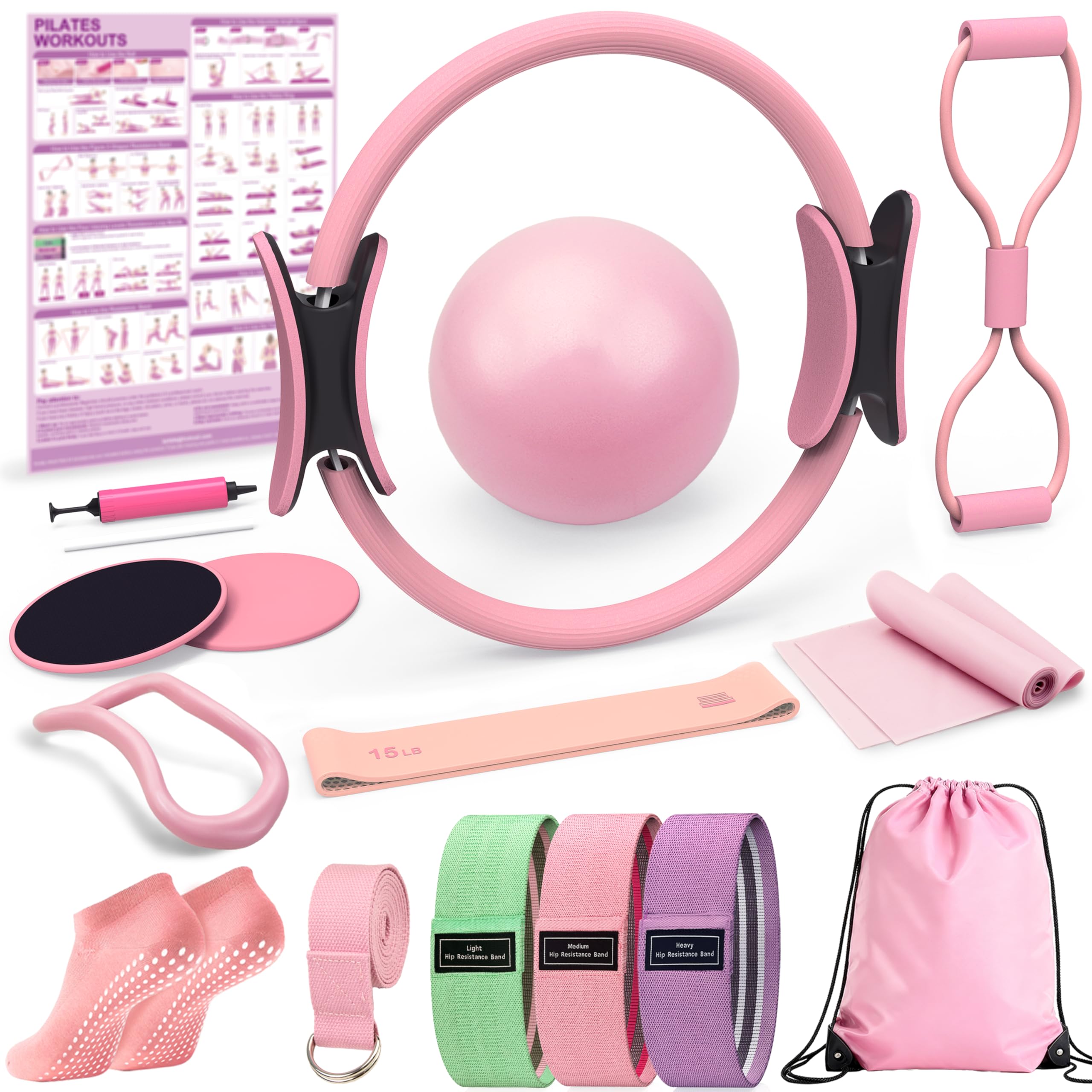 Pilates Kit, Pilates Equipment Ring and Ball Set, Home Pilates Workout Kit, Pilates Essentials Kit for Women, Pilates Set, Pilates Starter Kit for Women at Gym Studio Travel