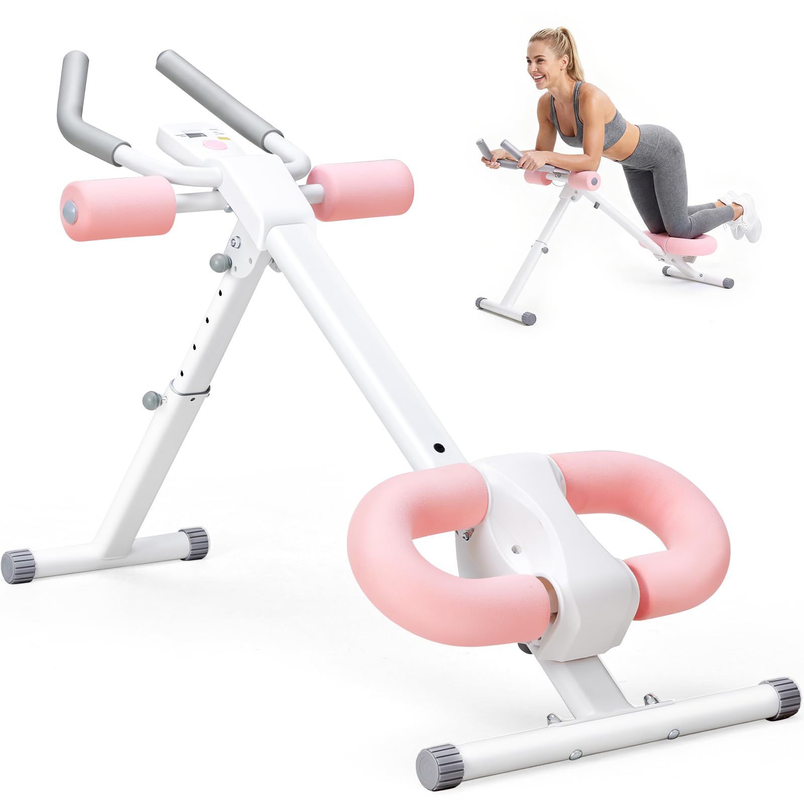 DUMOS Ab Workout Equipment for Home Gym, Exercise Machine Abs Trainer, Full Body Fitness System Adjustable for Abdominal Stomach Training, LCD Display, Knee Protection