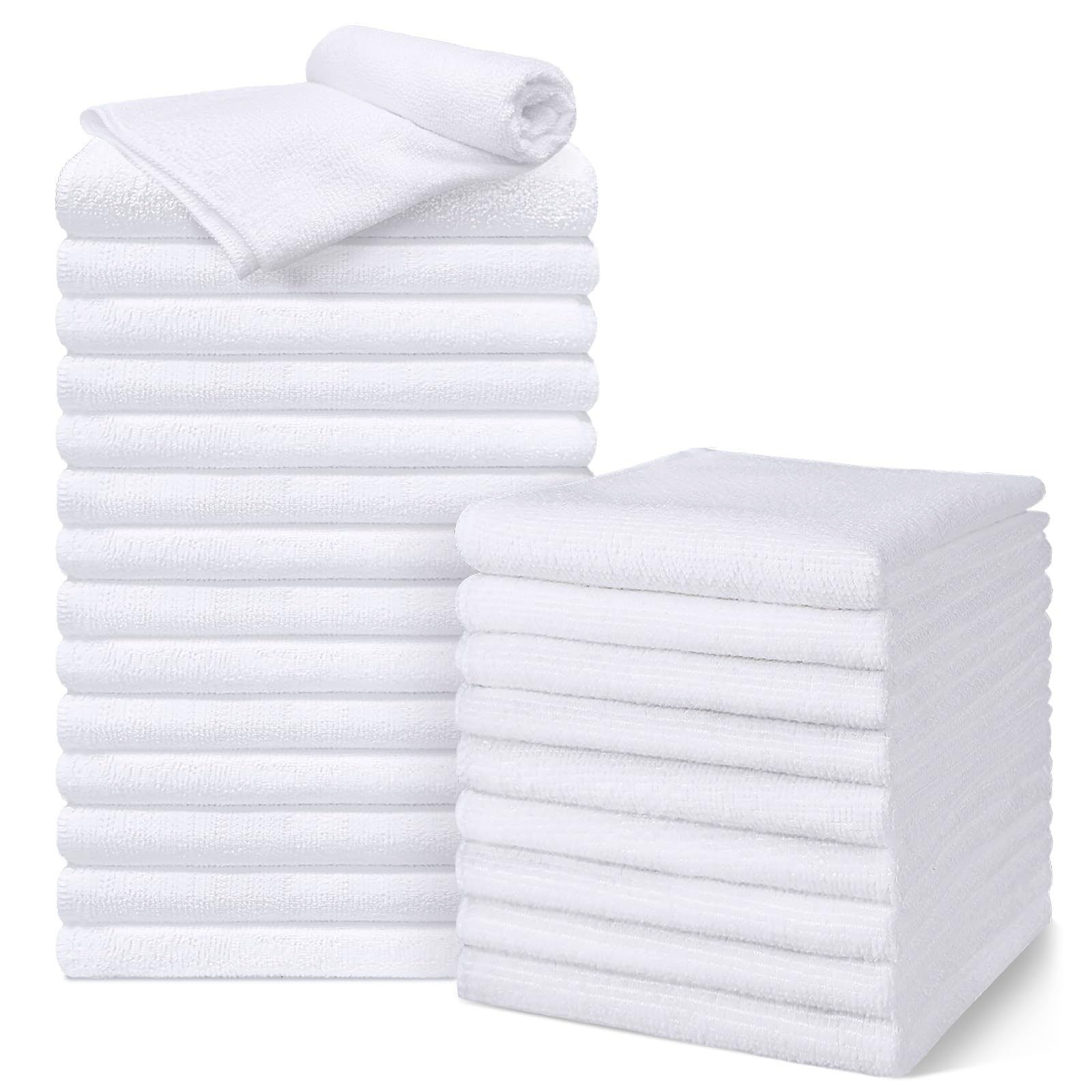 UNIMADE Salon Towels 24 Pack, Super Soft Microfiber Hand Towel, Highly Absorbent Hair-Drying Cloth for Gym, Bath, Spa Use and Home Beauty Care - White (16x29 inch)