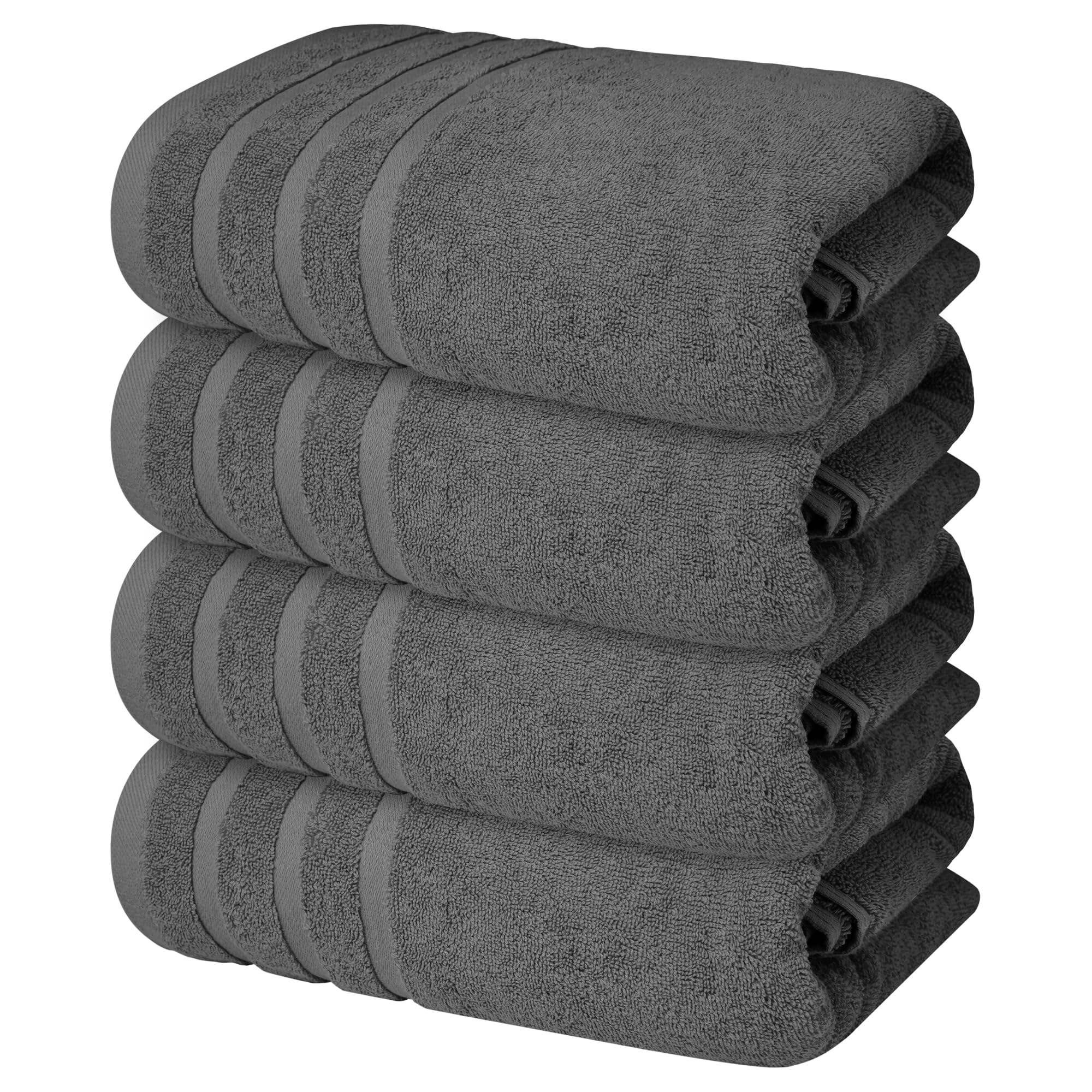 Infinitee Xclusives Luxury 100% Cotton Bath Towels Set of 4 - (27x54) Inches - Ultra Soft, Highly Absorbent, Towels for Bathroom - Hotel, Gym, Spa and Daily Use |Shadow Grey|