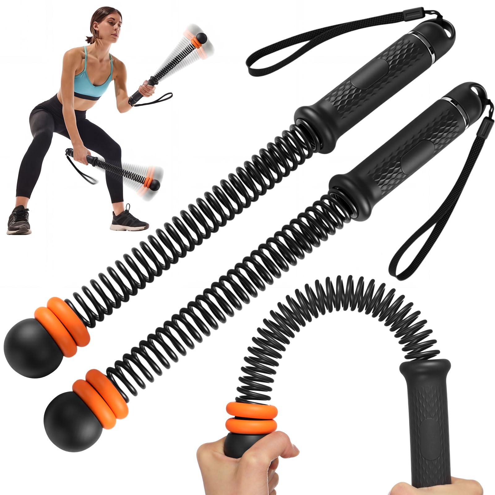 Vinsot Adjustable Cordless Weighted Battle Ropes for Home Gym, Ropeless Battle Rope with Movable Metal Ring Cordless Ropes for HIIT, Strength & Cardio & Muscle Training Exercise Workouts
