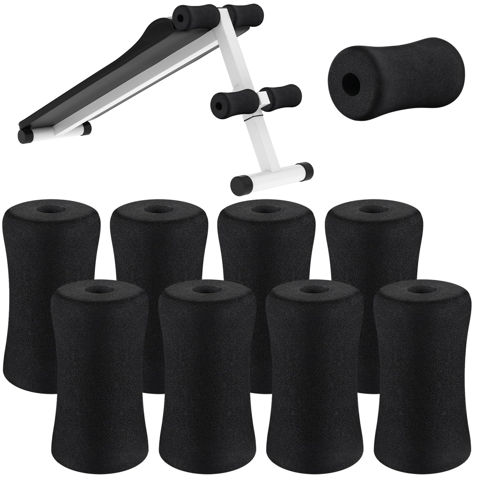 Deekin Foam Foot Pads Rollers Soft Buffer Tube Cover Black Machine Tube Leg Gym Replacement Parts for Home Exercise Equipment Leg Extension Weight Bench Inversion Table, 5.1" x 2.75" x 0.87"