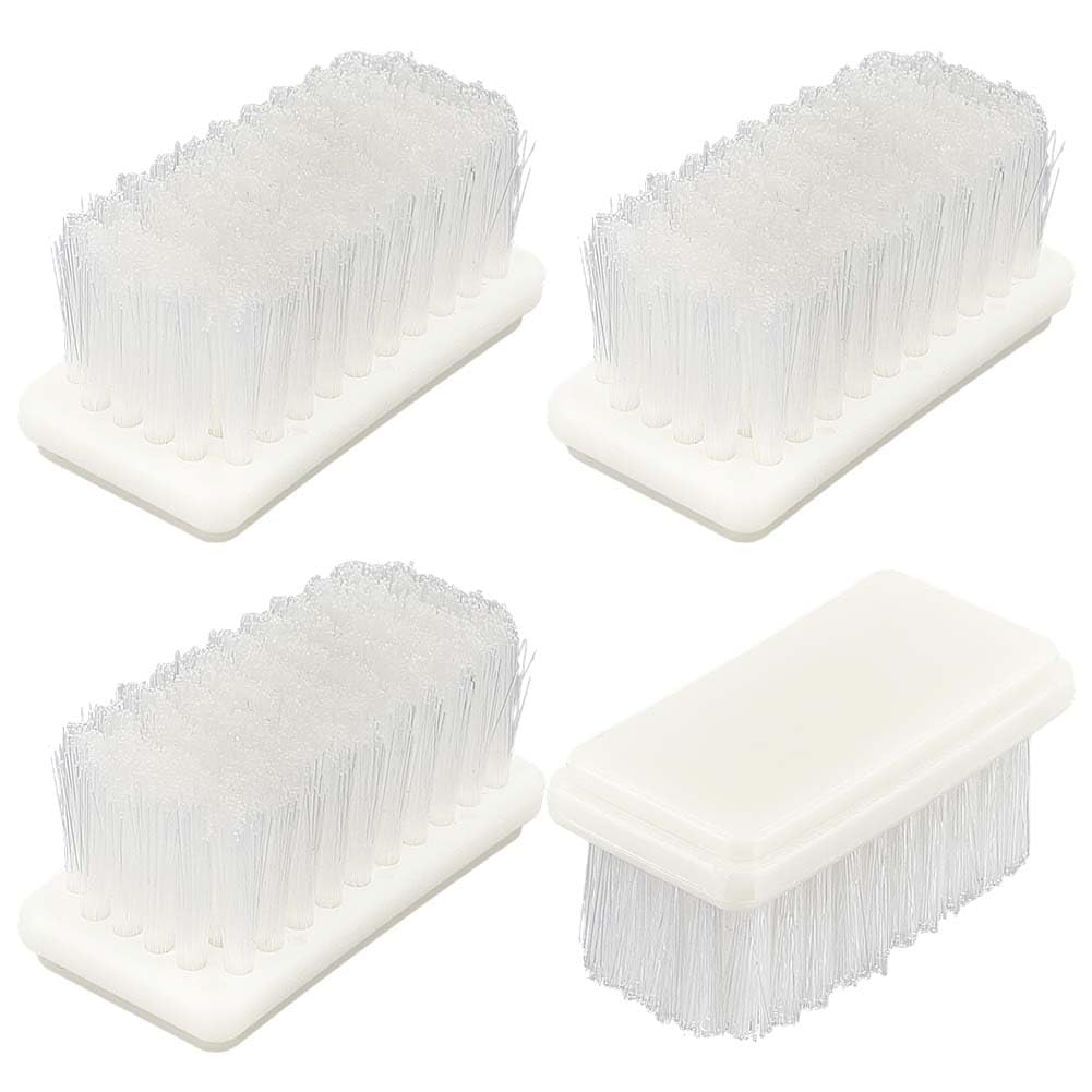 AHANDMAKER 4 Pack Barbell Brush Barbell Cleaning Kit Flexible Rectangular Cleaner Rust Chalk Remover for Barbells Dumbbells Weight Plates Strength Training Equipment Maintenance, White