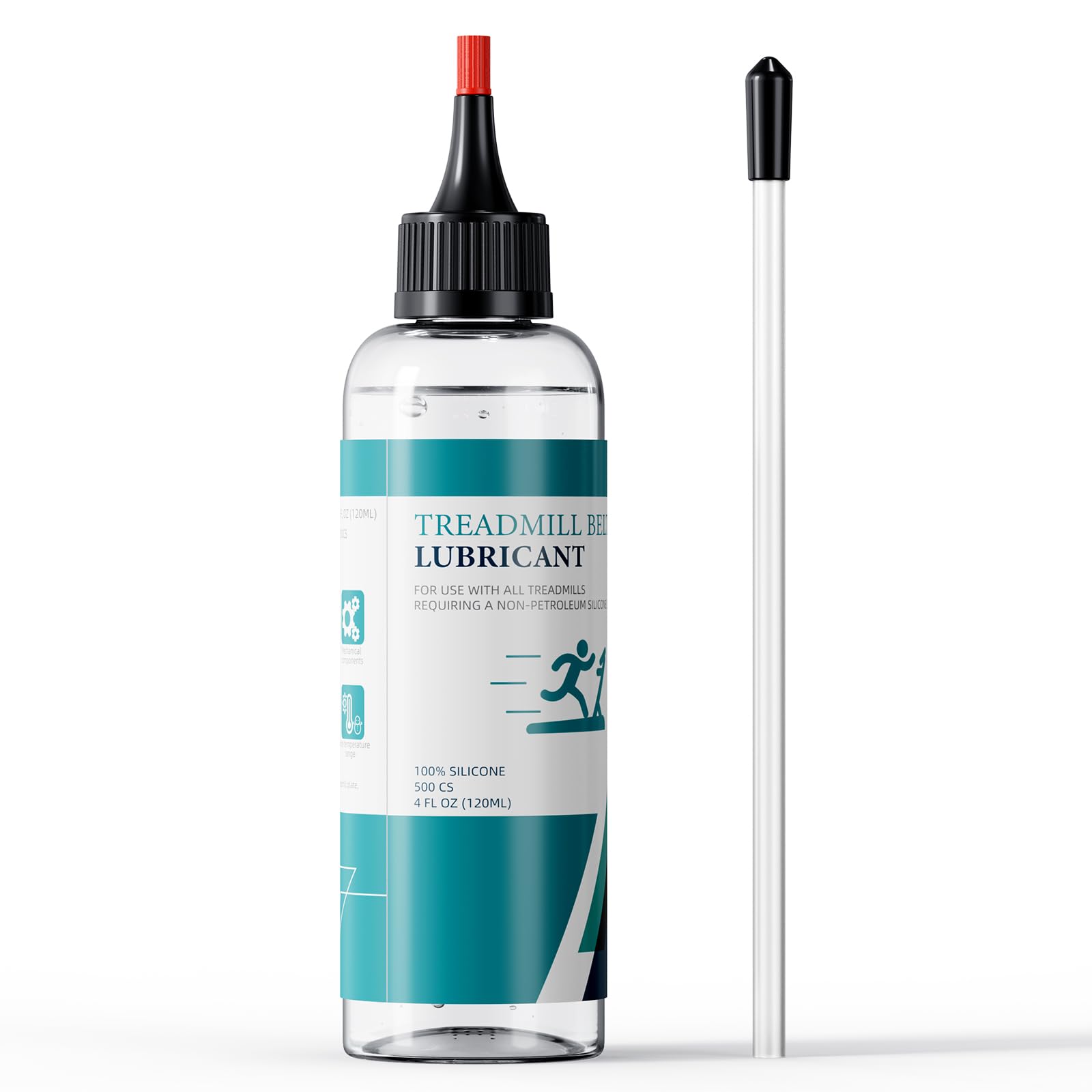 Treadmill Belt Lubricant, 100% Silicone Treadmill Lube High-Temperature Resistant Stable Lubricant, with Application Tubes and Precision Screw Caps 500cs, 4.2 Ounce