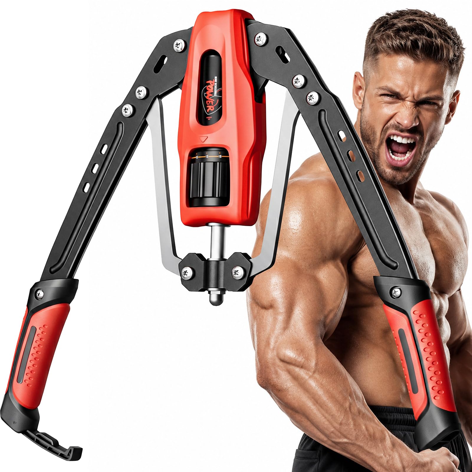 Hydraulic Twister Arm Trainer, 10-Level Adjustable 22-440lbs Resistance, Chest Expander with Cylinder Protective Cover & PU Handle, Home Gym Equipment for Arm Chest Shoulder Strength Training