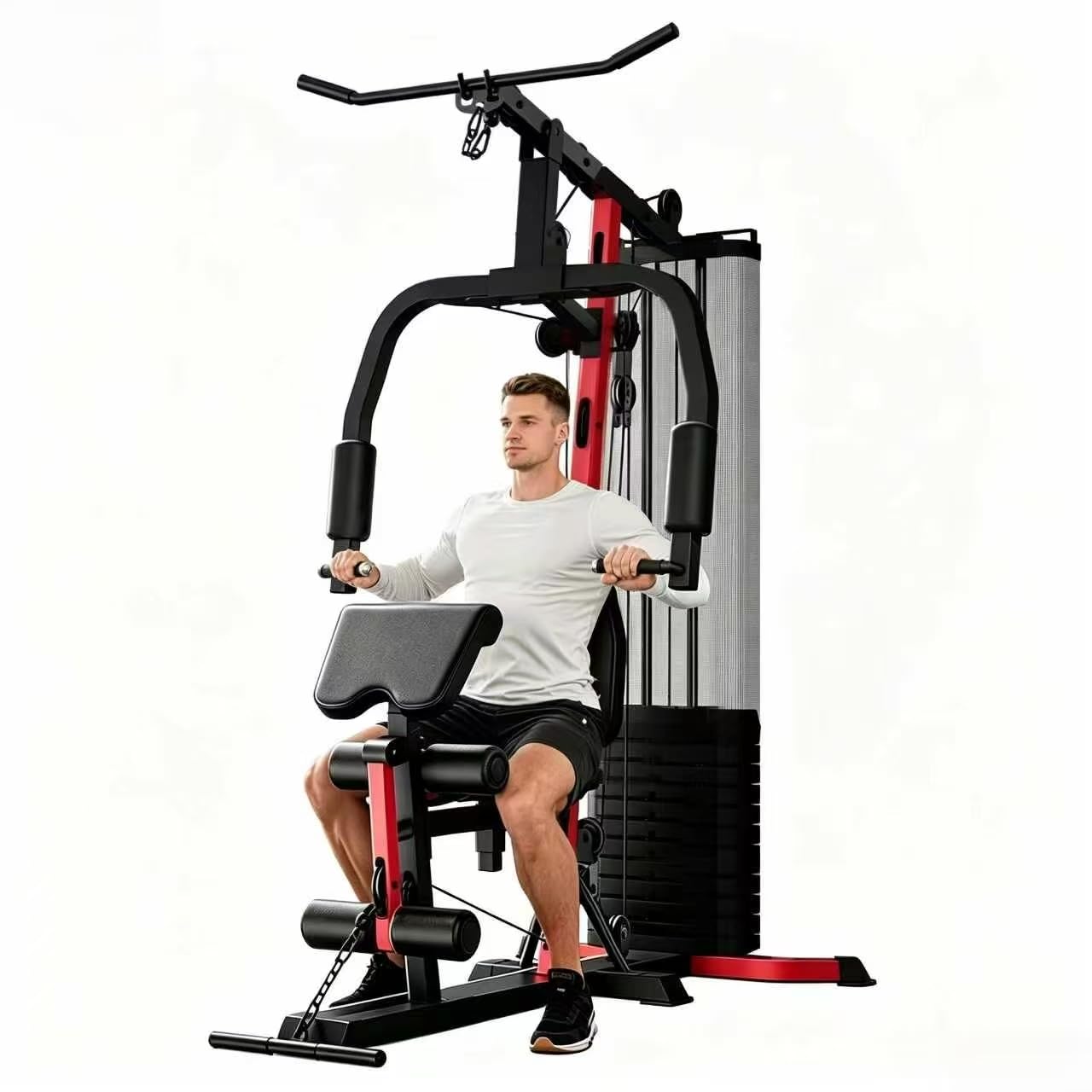 Home Gym Equipment with 160LB Weight Stack, Multifunctional All-in-One Workout Station, Full Body Strength Training System