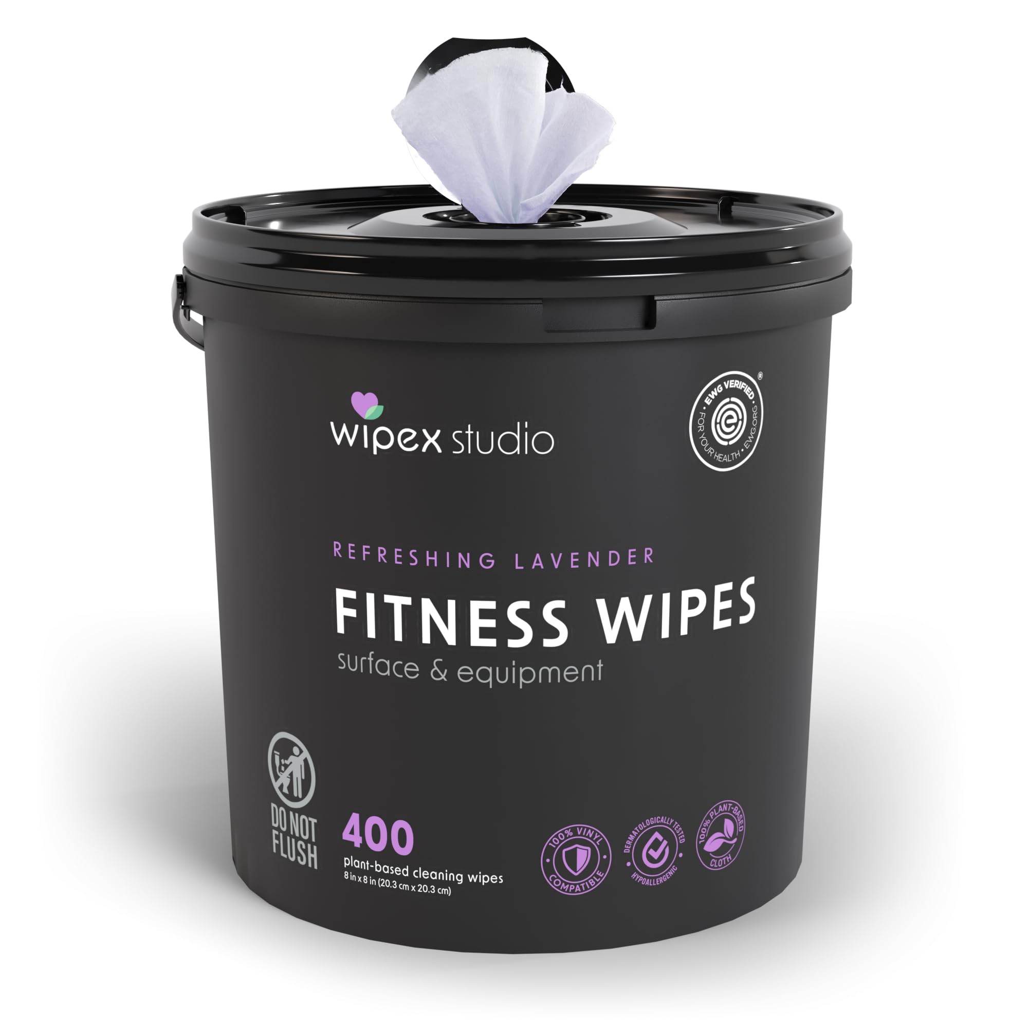 Wipex Gym Wipes - Natural Fitness Equipment Wipes, EWG Verified, Plant-Based Cloth with Lavender & Vinegar, All-Purpose Cleaner - Safe on Peloton Bikes & Yoga Mats, 400 Count
