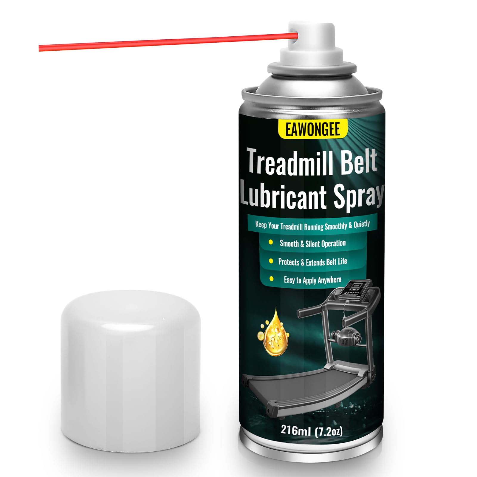 EAWONGEE Treadmill Belt Lubricant Spray, 7.2oz Silicone Oil with Applicator Tube, High Temperature Resistant for Fitness Equipment