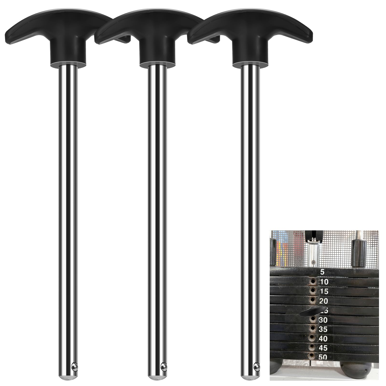 3pcs Weight Stack Pin, Gym Pins for Weight Stack,Weight Lifting Pins for Universal Home Commercial Gym Strength Training Equipment Machine Pin Insert Accessories(3/8 " Diameter / 6 " Locking Space)