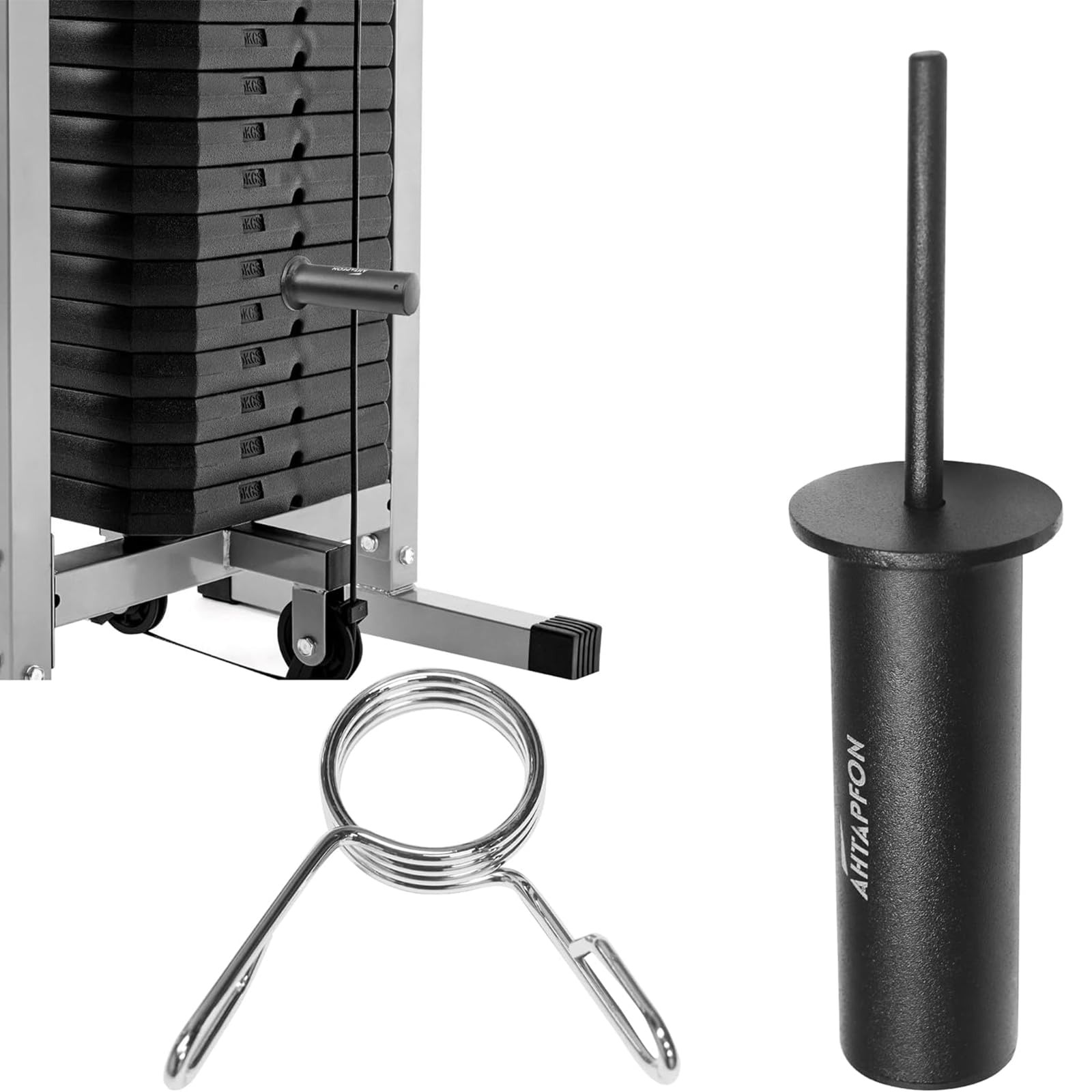 AHTAPFON Weight Stack Pin with 1 x Spring Collar,Weight Extender Pin,Fits Add 2" Weight Plates for Cable Machine,Fitness Equipment for Home Gym