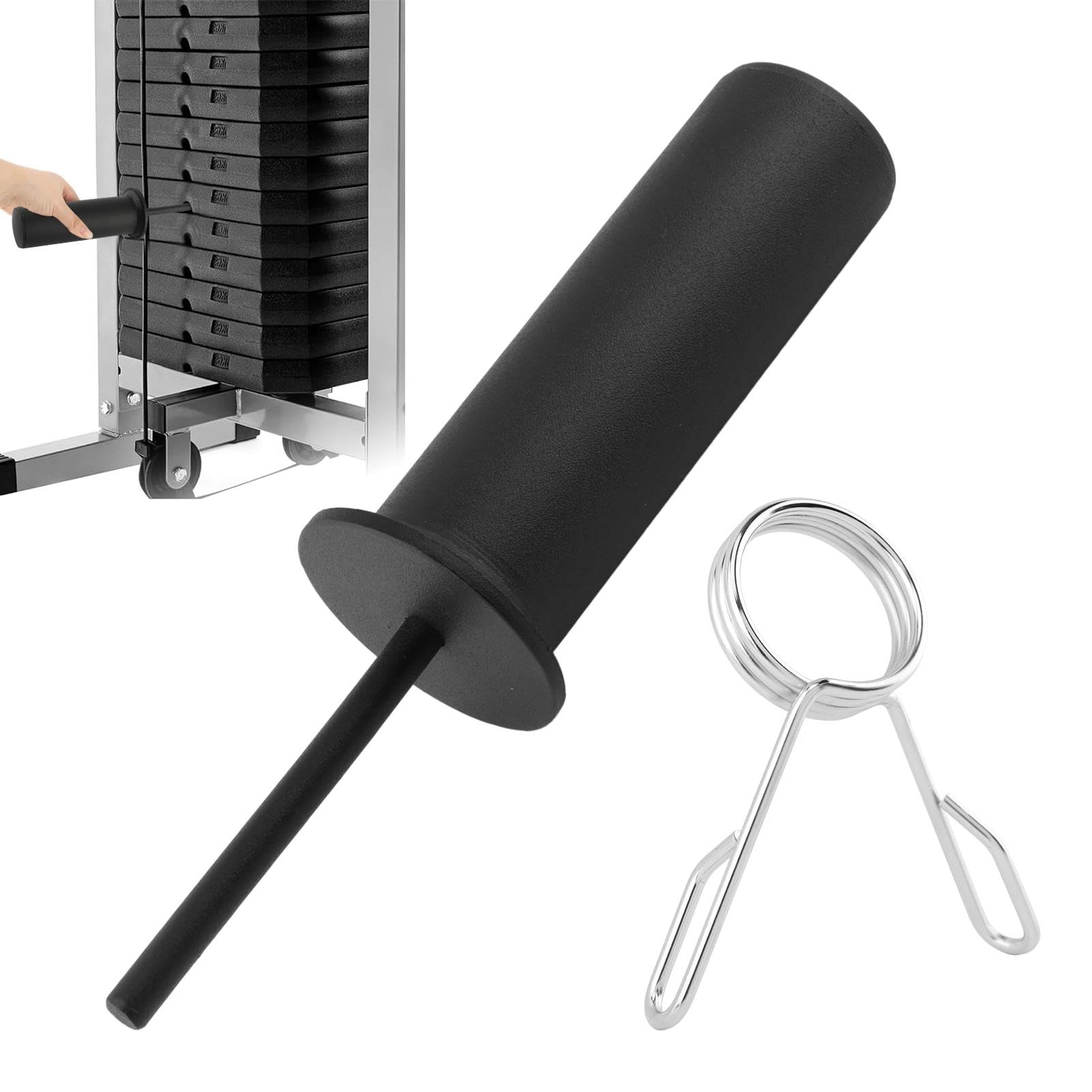 Weight Stack Pin Extender, 10mm x 110mm Gym Pin with Spring Clip Collar for Cable Machine & Home Gym, Fits 2" Weight Plates, Durable Steel Weight Stack Pin