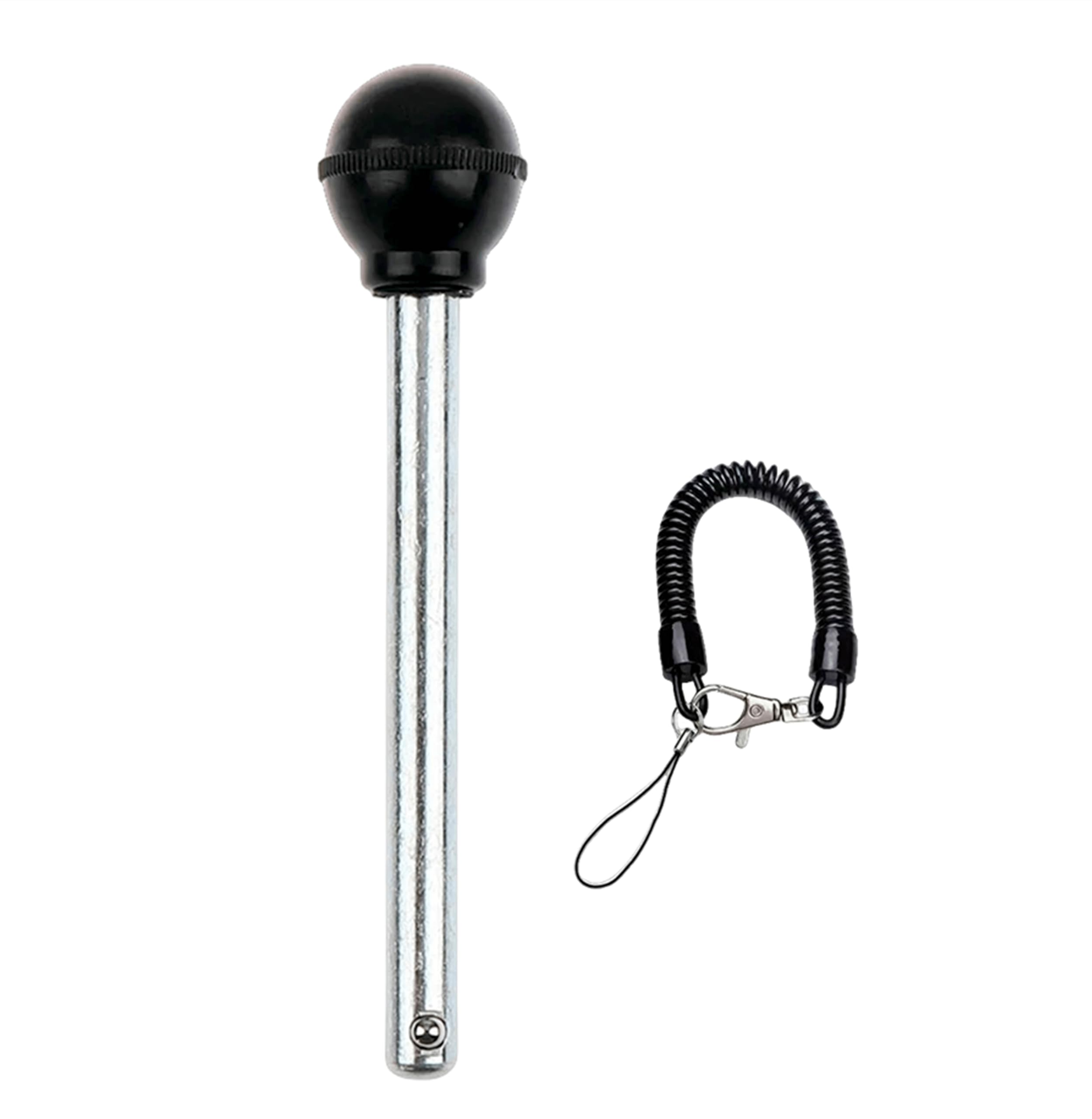 1Pack 3/8" Dia Round Black KNOB Weight Stack Pin Stainless Gym Equipment Locking Weight Loading Pin Strength Training Multifunction Replacement Part ,Free Lanyard (1Pack, Φ3/8in x 4-1/4in)
